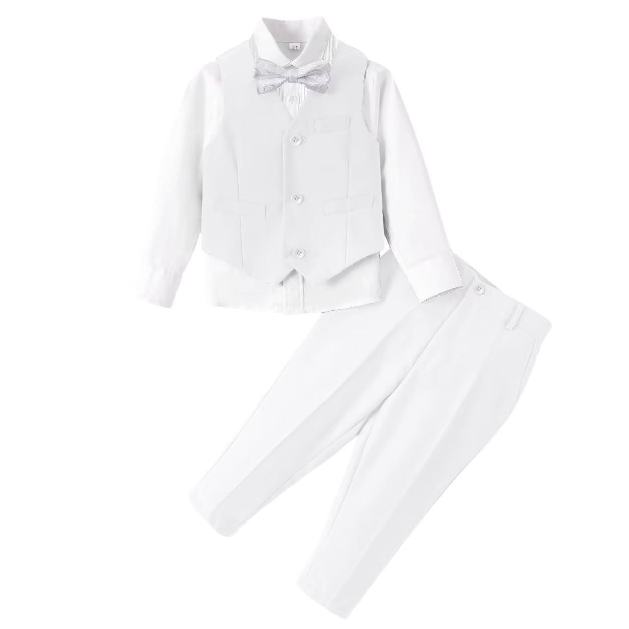Baby Boys 4Pcs Tuxedo Suits Toddler Formal Complete Dress Suit Set