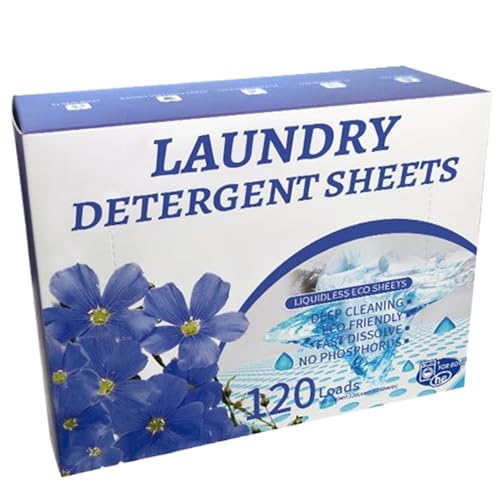 Waschblätter, 120pcs/Box umweltfreundliche wasserlösliche Waschblätter Waschmittel, frische Leinendüfte flüssiger Waschmittel für Wohnheim-Reisecamping
