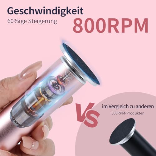 AprElm-12.2CM Längerer Elektrischer Hornhautentferner für Füße mit 120 Schleifpapier, aus Aluminium, stufenlose Drehzahlregelung – Professionelles Pediküre Gerät für