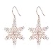 EVER FAITH Women's 925 Sterling Silver CZ Winter Party Snowflake Hook Dangle Earrings Rose Gold-Tone