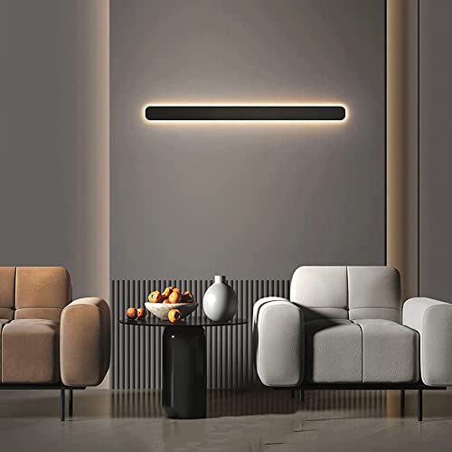 Applique da parete moderna e minimalista a LED dorata, lampada lineare nera a incasso per ambienti interni, design a strisce lunghe per esposizione e atmosfera eleganti, 80 cm, scuro