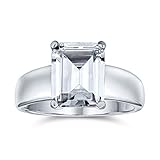 Bling Jewelry Sterling Silver 3 ct Radiant Cut CZ Solitaire Engagement Ring - Size 5