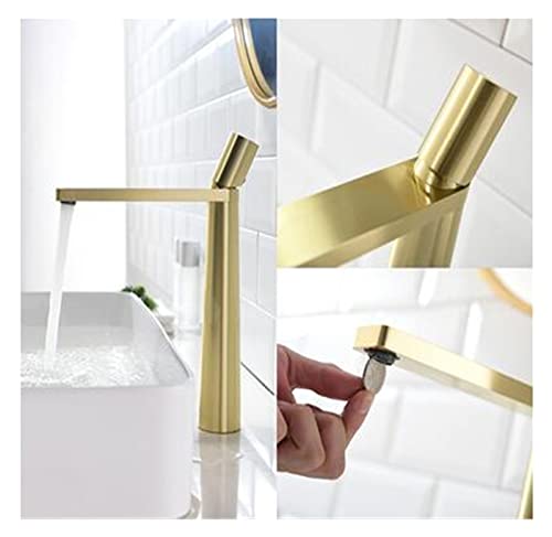 Robinet cascade pour salle de bain moderne, mitigeur d'évier or brossé design