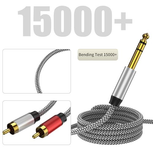 Image of RCA to 1 /4 Cable 20FT, 1 /4 TRS to RCA Y Splitter Cable, 1 /4 to Dual RCA Audio Cable