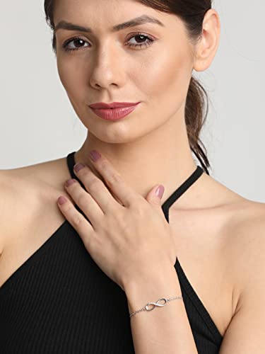 Clara 925 Sterling Silver Infinity Bracelet, Adjustable, Rhodium Plated, Swiss Zirconia Gift for Women and Girls - Image 3