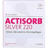 ACTISORB 220 Silver 9,5 x 6,5 cm sterile Silber-Aktivkohle-Wundauflage, 10 pz Comprime