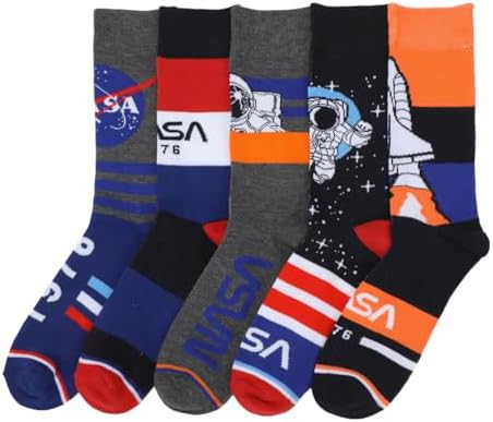 Bioworld Nasa Astronauts Adult 5-Pair Casual Crew Socks