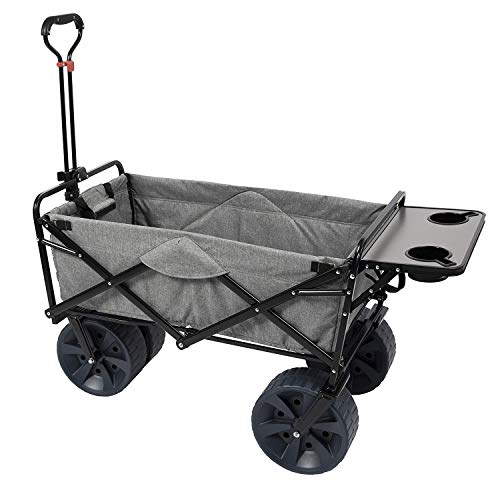 MacSports Collapsible Folding Outdoor Beach Wagon with Side Table, Perfect for Camping, Concerts, Sporting Events, The Beach, and More - Light Gray - Thumbnail 2
