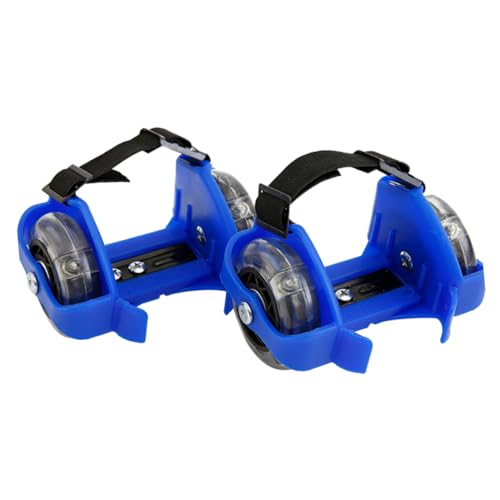 CORHAD 1Pair Adjustable Heel Wheel Roller Skates with Flashing Lights Outdoor Fun Footwear for Age Durable Wear Resistant Design Blue
