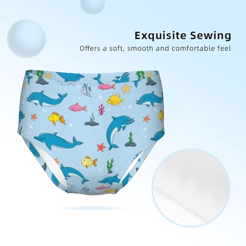 Cute Dolphins Fish And Starfish Girls' Underwear Soft Cotton Little Girls Panties Comfort Briefs3