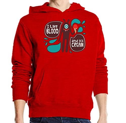 Sweat à capuche vampire unisexe rouge en coton mélangé