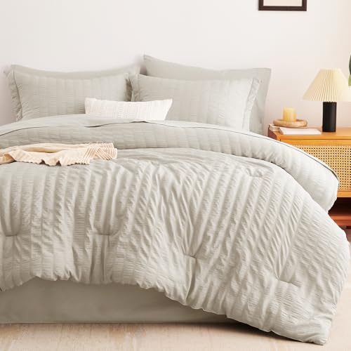 image for CozyLux Twin XL Comforter Set with Sheets Seersucker Beige 5 Pieces Be