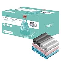 SWIHELP Müllbeutel 15L, 240 Zählt kleine Müllbeutel für Büro, Küche, Schlafzimmer Abfallbehälter Liner, bunte tragbare starke Müllsäcke, Abfallkorbtaschen Mit Griff