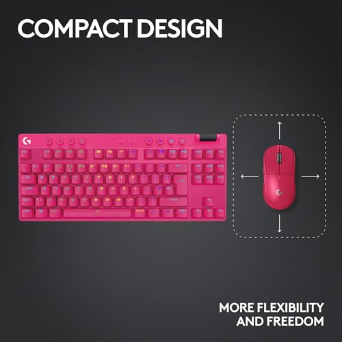 Image of Logitech G PRO X TKL Lightspeed Wireless Gaming Keyboard (Tactile)- Magenta