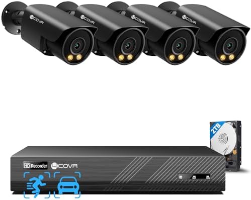 Bild 13 - 4COVR Überwachungskamera Aussen Set, 2-Wege-Audio & Spotlights, 6X 5MP Wired Bullet PoE IP Kameras IP67, Personen-/Fahrzeugerkennung, 8CH 4K NVR mit 2TB Festplatte, 24/7 Videoaufnahme, DLY37YX5M0806