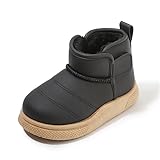 Zonkacen Boy Girl Comfortable Fashion Memory Foam Warm Snow Boots for Winter Outdoor Walking School Running Hiking Trekking Travel Holiday Black Little Kid 10