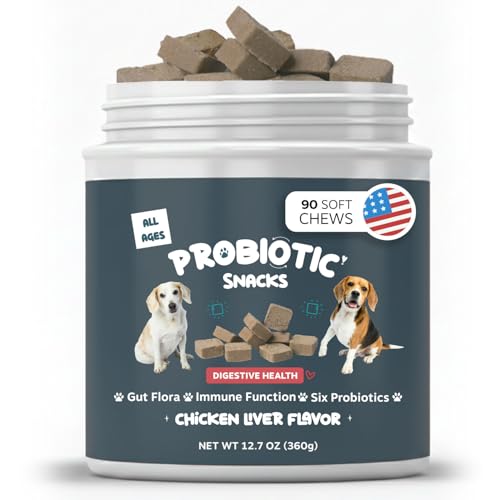 Bruno & Lukas Probiotic Chews for Dogs – Digestive Health & Gut Flora Support – Dog Probiotics for Diarrhea, Loose Stools, Itchiness & Immune Support – 90 Chews, Made in USA
