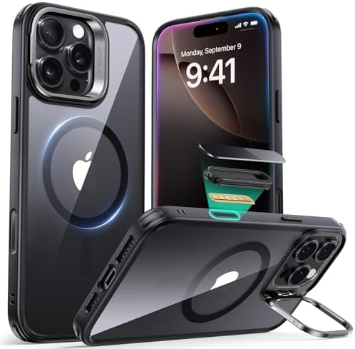 ESR Classic Hybrid für iPhone 16 Pro Max Hülle mit Flex-Ständer | Kamera-Ständer, Kompatibel mit MagSafe, 3X Militärschutz, Magnetische Hülle, Kratzfest, Anti-Fingerprint, Klares S