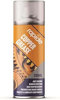 Rapide Copper Grease 250 ml Lubricant and Anti-Seize Spray, Ideal for Automotive, Machinery, and Construction Applications, Helps to Protect Metal Components from Heat, Acid, Rust and Water