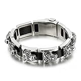 💎 Cuidado de las pulseras para hombres: para garantizar la longevidad de su pulsera, guárdela en un lugar oscuro, fresco y seco, como una bolsa o una caja hermética, y evite frotar los elementos chapados entre sí. También trate de evitar la exposición a productos de limpieza y perfumes que pueden afectar negativamente sus artículos.