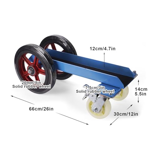 Carrello resistente per lastre di pietra, capacità 499 kg, carrello a 4 ruote con pneumatici in gomma solida da 8 pollici per spostare cartongesso, vetro e porte, movimentatore materiale professionale