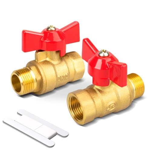 Image of Bwintech 2 Pcs 1/4" Male BSP to 1/4" Female BSP in Brass, Ball Valves with Wing Handle 180 Degree Shut Off Switch Operation Handle Valve Pipe Fittings