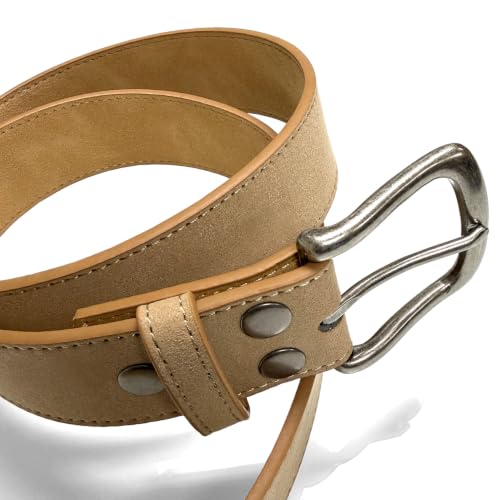 Image of Men's Belt Rounded Edge Heel Bar Buckle Casual Jean Suede Leather Belt 1 1 /2 inch Wide