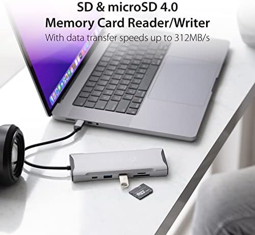 j5create USB C 4K Triple Display Hub - 4K HDMI x2, 4K DP, 2 USB-A and USB-C 10Gbps, PD 100W, Ethernet, SD 4.0 card reader | for XPS, Surface Pro (JCD397)