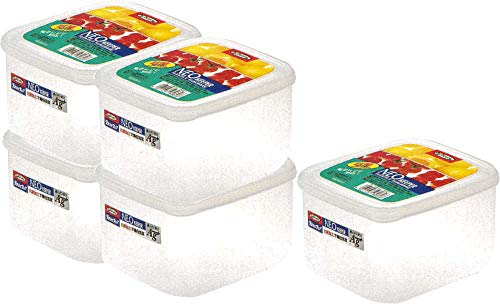 岩崎工業 日本製 抗菌 レンジ対応 食品 保存容器 NEOキーパーLL クリア 1.6L 5個セット LSX336