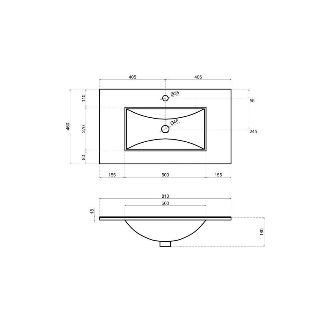 Kiamami Valentina - Mueble de baño suspendido de 80 cm con cajón, Lavabo de cerámica y Espejo de 80x60 Silvia
