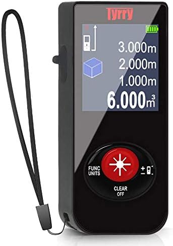 Laser Measure, Tyrry Mini Rechargeable Laser Distance Meter with M/In/Ft Mute LCD Backlit, Single-distance Measurement/ Continuous Measurement/ Area/ Volume/ Pythagorean Modes (98Foot/30Meter)
