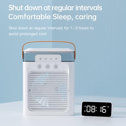 Mini Portable Air Conditioner Fan,400ml Air Cooler Quiet Desk Fan With 3000 mAh Battery, USB Rechargeabl Small Personal Cooling AC Fan with 3 Speeds for Home, Office, Room, White