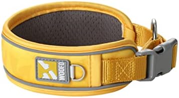 WOOFO Premium Dog Collar | Super Adjustable for All Breeds, Quick Release Buckle | Extra Soft and Widened Padding & Reflective Trim Design for Safety (Medium, Yellow)