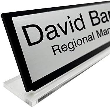 Badgemaster Premium Gold Custom Personalised Office Home Desk Name Plaque Acrylic Black