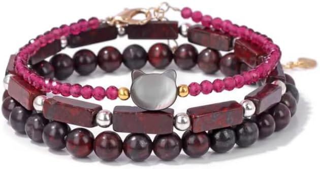 3PCS Round Square Shape Beaded Bracelet Bracelets Set Strand Bangle for Men Women