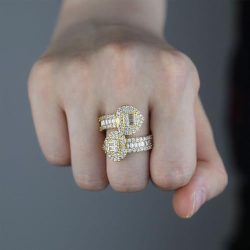 14K Gold Heart Moissanite Ring, Modern Style Women's Band, Ideal for Everyday Wear and Special Occasions (Yellow,US 10)4