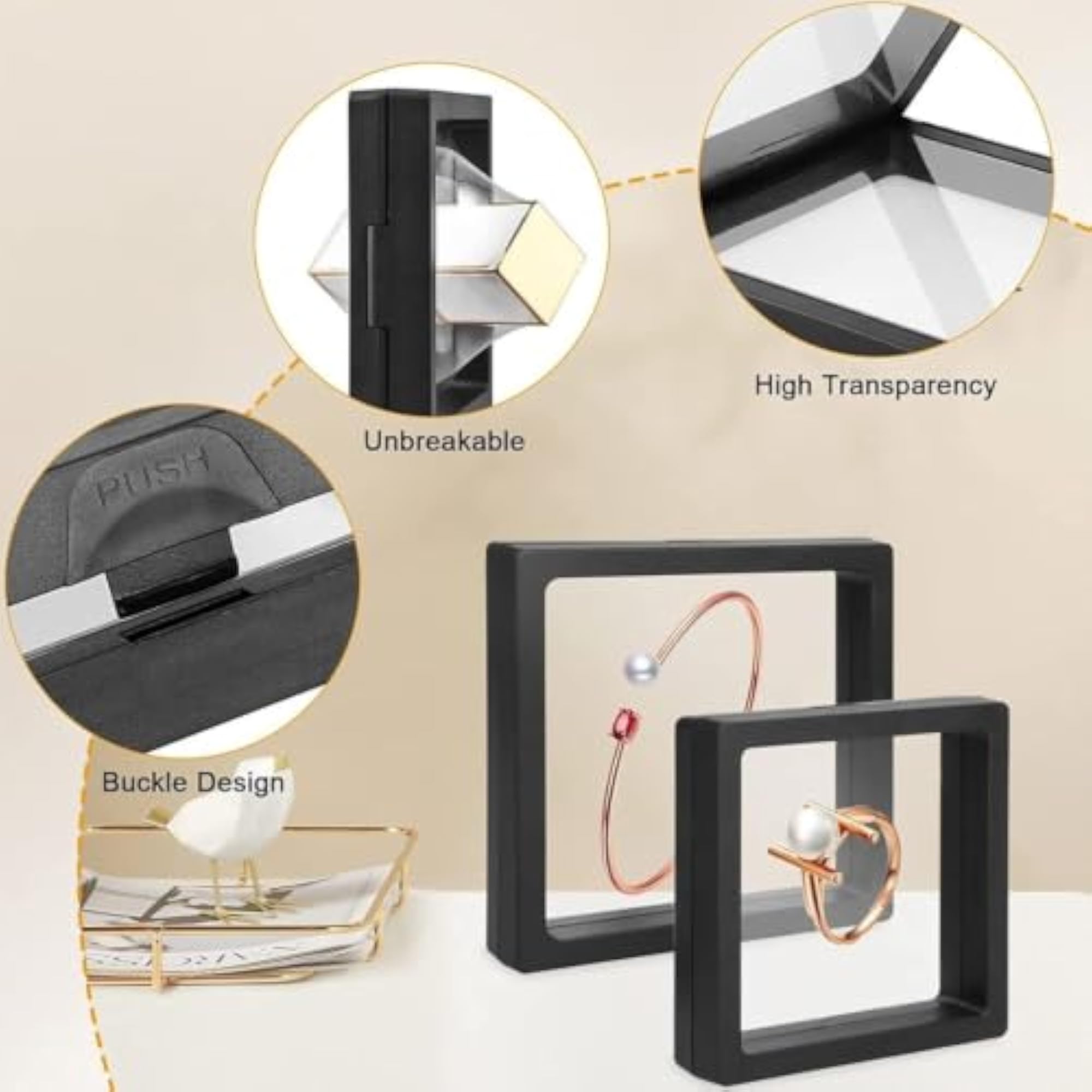 Floating Display Frame for Jewellery, Dustproof Case