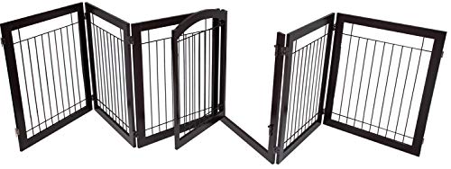 BIRDROCK HOME Indoor Dog Pet Gate with Door - 6 Panel - 30 Inch Tall - Enclosure Kennel Pet Puppy Safety Fence Pen…