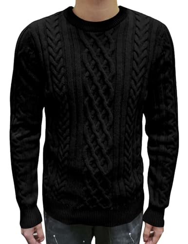 JMIERR Sweaters for Men Soft Cable Knit Casual Long Sleeve
