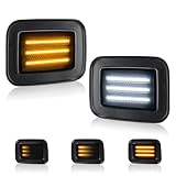 D-Lumina Smoked Len 3-Row Full LED Front Corner Marker Lights for Hummer H2 2003-2009, Sequential Amber Turn Signal Side Marker Lights White Parking Lights, Pack of 2