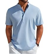 COOFANDY Men's Henley Shirt Short Sleeve Casual T-Shirt Summer Beach Hippie Henley Tee Shirt