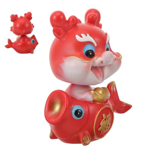 ERINGOGO Figurita de Dragón Miniatura de Resina para Decoración de Escritorio y Coche Diseño Bobblehead Divertido Accesorio Coleccionable para Amantes de Dragones Regalo Decorativo Único