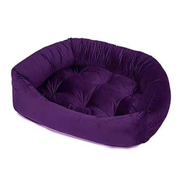 Gorgeous Reversable Purple Color Ultra Soft Ethnic Designer Velvet Bed for Dog/Cat (Export Quality) Size : Large