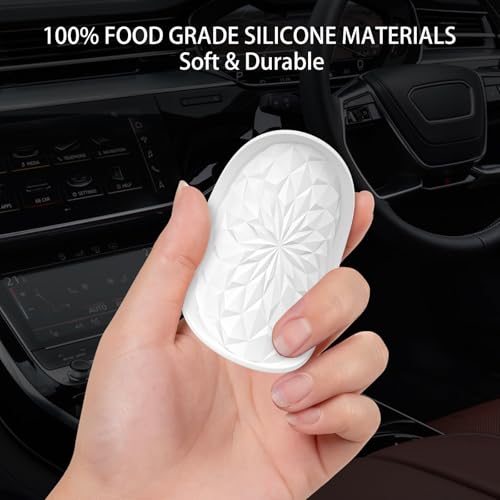 Image of ME.FAN Car Coasters for Cup Holders [4 Pack] - 2.75In Silicone Auto Mug Mats - Universal Non-Slip Recessed Car Interior AccessoriesWhite