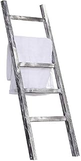 MyGift 4.5-Foot Weathered Wood Decorative Blanket Storage Ladder