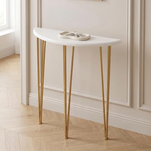 Console Demi-Lune Elégante Blanche 80cm Finition Haute Qualité - 8