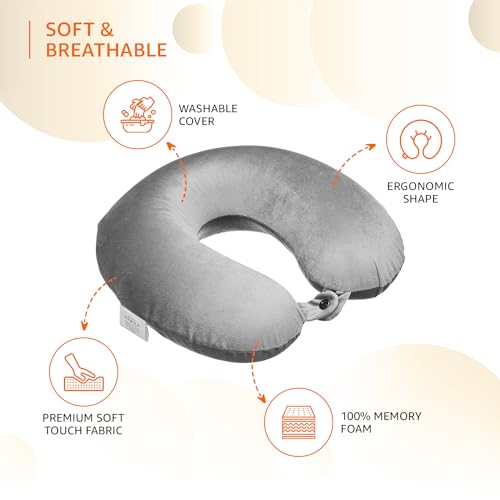 amazon basics Memory Foam Travel Neck Pillow with Eye Mask and Ear