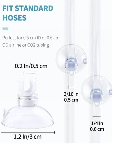 Uniclife 20 Pack Aquarium Suction Cup Clips for Standard 4-6 mm ID Airline Tubing Clear Air Hose Holder Clamp Accessories for Fish Tank Aeration Setup
