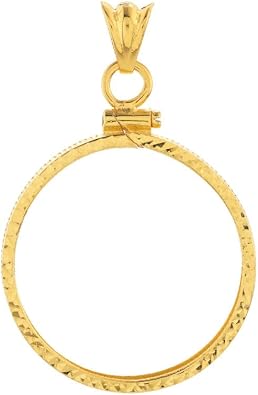 14K Yellow Gold Diamond Cut American Eagle Coin Bezel - Pendant