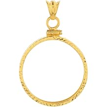 14K Yellow Gold Diamond Cut American Eagle Coin Bezel - Pendant